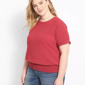 Lane Bryant Anemone Short-Sleeve Smocked-Hem Tee in Size 22/24 (3X)
